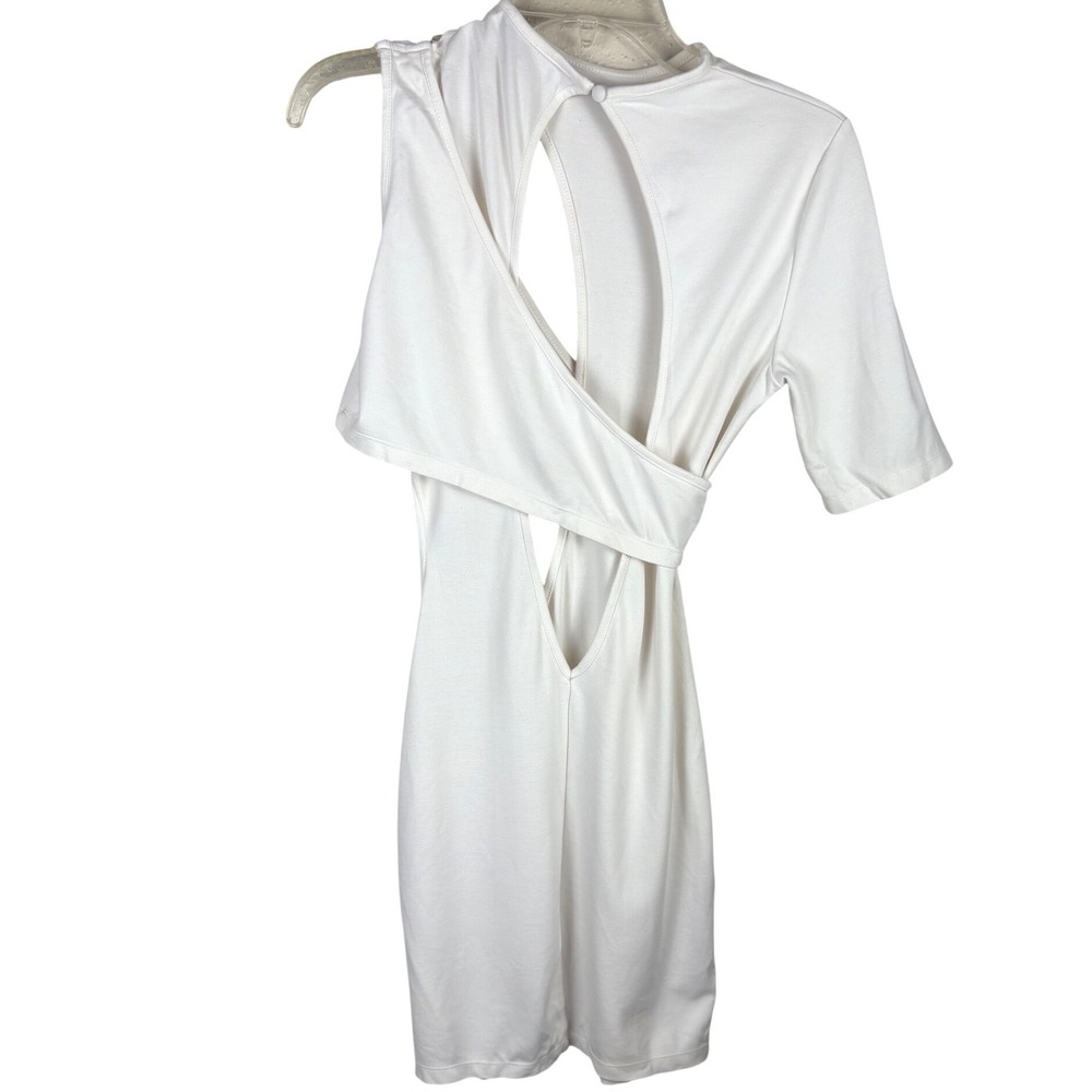 Lioness Wylde White Asymmetrical Cutout Mini Dress One Sleeve Bodycon Small - Picture 7 of 8